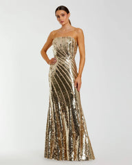 Gold Strapless Sequin Trumpet Gown