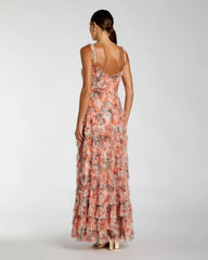 Multicolor Floral Ruffle Tiered Maxi Dress